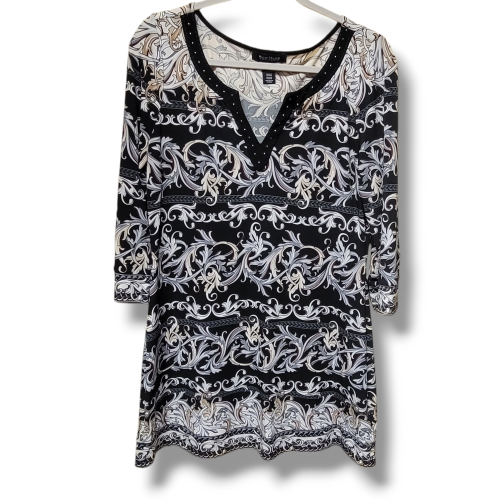 White House Black Market Casual Dress Studded Neck Tunic, Medium